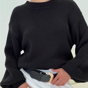 Princess Polly HARMONY BALLOON SLEEVE KNIT SWEATER BLACK